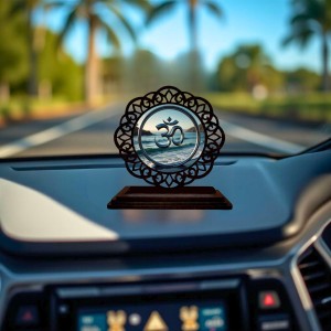 Car Desk/Table Top Omm Symbol Wooden Showpiece 3x4 Inches, Compact & Stylish Spiritual Display for Car, Home & Office (Pack of 1) (F19644) Car Desk/Table Top Omm Symbol Wooden Showpiece 3x4 Inches, Compact & Stylish Spiritual Display for Car, Home & Office (Pack of 1) (F19644)