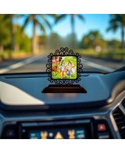 Car Desk/Table Top Lord Krishna Wooden Showpiece 3x4 Inches, Compact & Stylish Spiritual Display for Car, Home & Office (Pack of 1) (F20048)