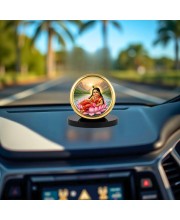Car Desk/Table Top Radha Metal Golden Photo Stand 2x2 Inches, Compact & Stylish Spiritual Display for Car, Home & Office (Pack of 1) (F18646)
