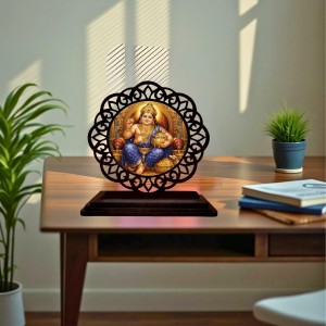 Car Desk/Table Top Lord Kubera Wooden Showpiece 3x4 Inches, Compact & Stylish Spiritual Display for Car, Home & Office (Pack of 1) (F19662)