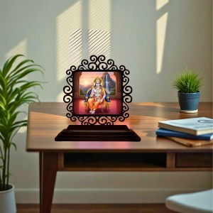 Car Desk/Table Top Lord Rama Wooden Showpiece 3x4 Inches, Compact & Stylish Spiritual Display for Car, Home & Office (Pack of 1) (F19852)