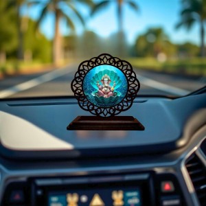 Car Desk/Table Top Lord Ganesha Wooden Showpiece 3x4 Inches, Compact & Stylish Spiritual Display for Car, Home & Office (Pack of 1) (F19732) Car Desk/Table Top Lord Ganesha Wooden Showpiece 3x4 Inches, Compact & Stylish Spiritual Display for Car, Home & Office (Pack of 1) (F19732)