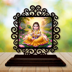 Car Desk/Table Top Goddess Radha Wooden Showpiece 3x4 Inches, Compact & Stylish Spiritual Display for Car, Home & Office (Pack of 1) (F21218) Car Desk/Table Top Goddess Radha Wooden Showpiece 3x4 Inches, Compact & Stylish Spiritual Display for Car, Home & Office (Pack of 1) (F21218)