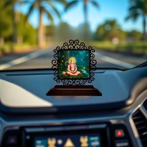 Car Desk/Table Top Lord Hanuman Wooden Showpiece 3x4 Inches, Compact & Stylish Spiritual Display for Car, Home & Office (Pack of 1) (F20032) Car Desk/Table Top Lord Hanuman Wooden Showpiece 3x4 Inches, Compact & Stylish Spiritual Display for Car, Home & Office (Pack of 1) (F20032)