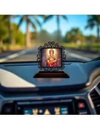 Car Desk/Table Top Lord Ganesha Wooden Showpiece 3x4 Inches, Compact & Stylish Spiritual Display for Car, Home & Office (Pack of 1) (F19976)