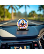 Car Desk/Table Top Lord Balaji Metal Golden Photo Stand 2x2 Inches, Compact & Stylish Spiritual Display for Car, Home & Office (Pack of 1) (F18601)