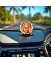 Car Desk/Table Top Lord Vishwakarma Metal Golden Photo Stand 2x2 Inches, Compact & Stylish Spiritual Display for Car, Home & Office (Pack of 1) (F18623)