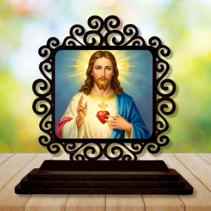 Car Desk/Table Top Lord Jesus Wooden Showpiece 3x4 Inches, Compact & Stylish Spiritual Display for Car, Home & Office (Pack of 1) (F19840) Car Desk/Table Top Lord Jesus Wooden Showpiece 3x4 Inches, Compact & Stylish Spiritual Display for Car, Home & Office (Pack of 1) (F19840)