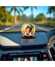 Car Desk/Table Top Little Krishna Metal Golden Photo Stand 2x2 Inches, Compact & Stylish Spiritual Display for Car, Home & Office (Pack of 1) (F18579)