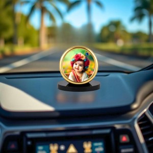 Car Desk/Table Top Little Krishna Metal Golden Photo Stand 2x2 Inches, Compact & Stylish Spiritual Display for Car, Home & Office (Pack of 1) (F18579) Car Desk/Table Top Little Krishna Metal Golden Photo Stand 2x2 Inches, Compact & Stylish Spiritual Display for Car, Home & Office (Pack of 1) (F18579)