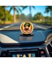 Car Desk/Table Top Khatu Shyam Metal Golden Photo Stand 2x2 Inches, Compact & Stylish Spiritual Display for Car, Home & Office (Pack of 1) (F18801)