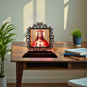 Car Desk/Table Top Lord Jesus Wooden Showpiece 3x4 Inches, Compact & Stylish Spiritual Display for Car, Home & Office (Pack of 1) (F19879) Car Desk/Table Top Lord Jesus Wooden Showpiece 3x4 Inches, Compact & Stylish Spiritual Display for Car, Home & Office (Pack of 1) (F19879)