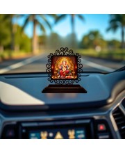 Car Desk/Table Top Lord Ganesha Wooden Showpiece 3x4 Inches, Compact & Stylish Spiritual Display for Car, Home & Office (Pack of 1) (F19804)