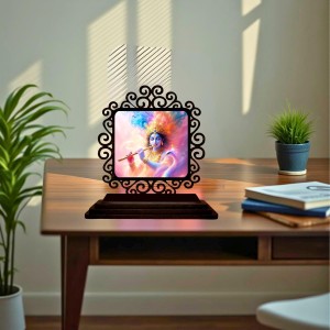 Car Desk/Table Top Lord Krishna Wooden Showpiece 3x4 Inches, Compact & Stylish Spiritual Display for Car, Home & Office (Pack of 1) (F20016) Car Desk/Table Top Lord Krishna Wooden Showpiece 3x4 Inches, Compact & Stylish Spiritual Display for Car, Home & Office (Pack of 1) (F20016)
