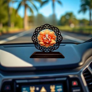 Car Desk/Table Top Lord Ganesha Wooden Showpiece 3x4 Inches, Compact & Stylish Spiritual Display for Car, Home & Office (Pack of 1) (F19689) Car Desk/Table Top Lord Ganesha Wooden Showpiece 3x4 Inches, Compact & Stylish Spiritual Display for Car, Home & Office (Pack of 1) (F19689)