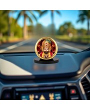 Car Desk/Table Top Lord Khatu Shyam Ji Metal Golden Photo Stand 2x2 Inches, Compact & Stylish Spiritual Display for Car, Home & Office (Pack of 1) (F18733)