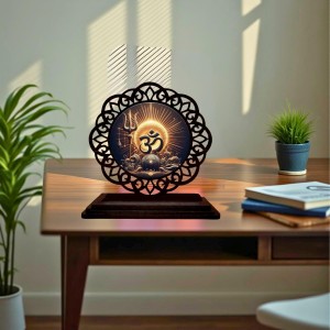 Car Desk/Table Top Omm Symbol Wooden Showpiece 3x4 Inches, Compact & Stylish Spiritual Display for Car, Home & Office (Pack of 1) (F19645) Car Desk/Table Top Omm Symbol Wooden Showpiece 3x4 Inches, Compact & Stylish Spiritual Display for Car, Home & Office (Pack of 1) (F19645)