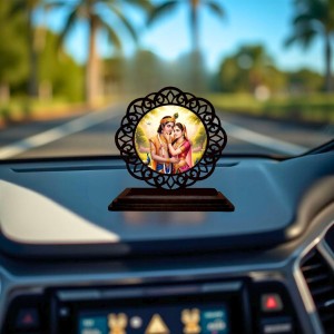 Car Desk/Table Top Radha Krishna Wooden Showpiece 3x4 Inches, Compact & Stylish Spiritual Display for Car, Home & Office (Pack of 1) (F19705) Car Desk/Table Top Radha Krishna Wooden Showpiece 3x4 Inches, Compact & Stylish Spiritual Display for Car, Home & Office (Pack of 1) (F19705)