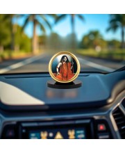 Car Desk/Table Top Acharya Srimat Swami Pranabanandaji Maharaj Metal Golden Photo Stand 2x2 Inches, Compact & Stylish Spiritual Display for Car, Home & Office (Pack of 1) (F18522)