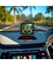 Car Desk/Table Top Lord Shiva Wooden Showpiece 3x4 Inches, Compact & Stylish Spiritual Display for Car, Home & Office (Pack of 1) (F20052)