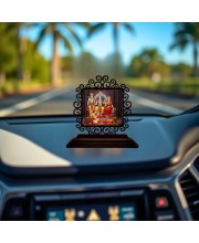 Car Desk/Table Top Lord Rama and Sita and Lakshmana Wooden Showpiece 3x4 Inches, Compact & Stylish Spiritual Display for Car, Home & Office (Pack of 1) (F20006)