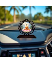 Car Desk/Table Top Lord Buddha Wooden Showpiece 3x4 Inches, Compact & Stylish Spiritual Display for Car, Home & Office (Pack of 1) (F19764)