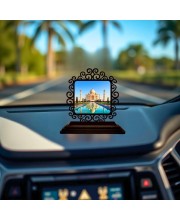 Car Desk/Table Top Beautiful Tajmahaal Wooden Showpiece 3x4 Inches, Compact & Stylish Spiritual Display for Car, Home & Office (Pack of 1) (F19953)