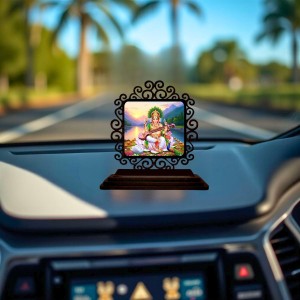 Car Desk/Table Top Goddess Saraswathi Wooden Showpiece 3x4 Inches, Compact & Stylish Spiritual Display for Car, Home & Office (Pack of 1) (F19944) Car Desk/Table Top Goddess Saraswathi Wooden Showpiece 3x4 Inches, Compact & Stylish Spiritual Display for Car, Home & Office (Pack of 1) (F19944)