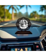 Car Desk/Table Top BijoyKrishnaGoswami Wooden Showpiece 3x4 Inches, Compact & Stylish Spiritual Display for Car, Home & Office (Pack of 1) (F19735)