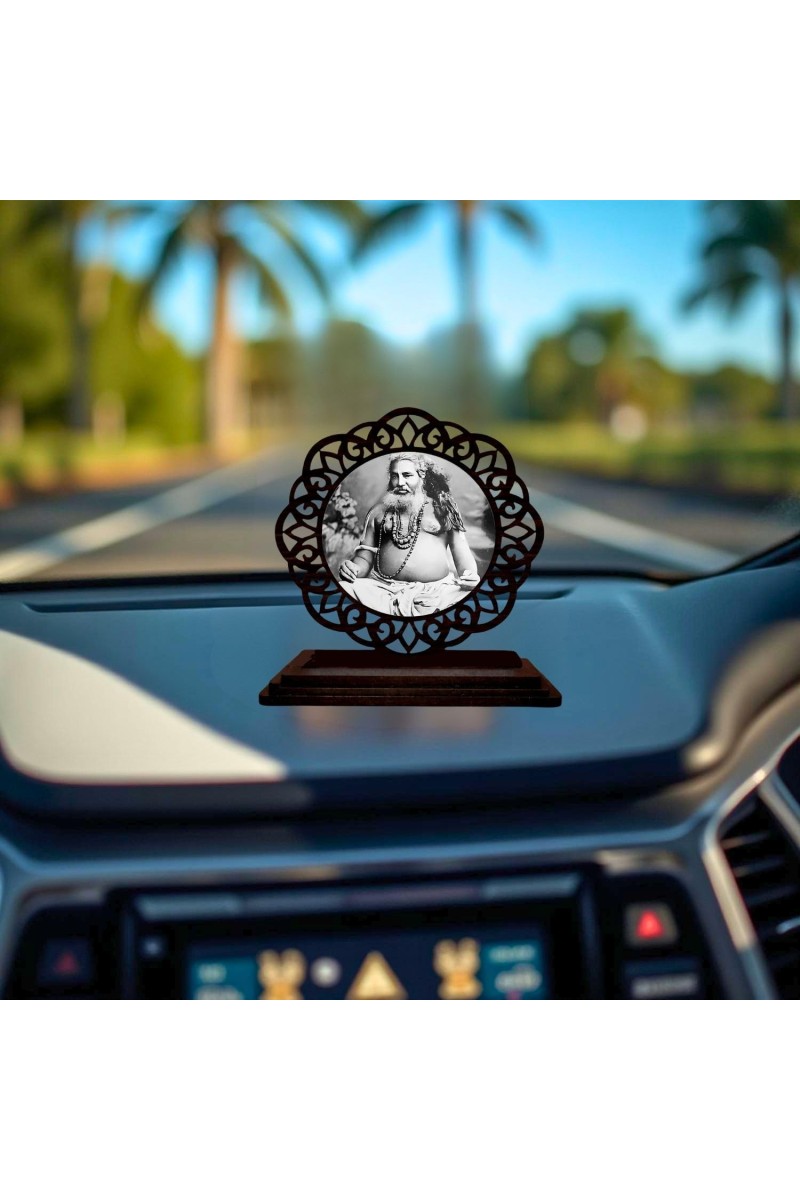 Car Desk/Table Top BijoyKrishnaGoswami Wooden Showpiece 3x4 Inches, Compact & Stylish Spiritual Display for Car, Home & Office (Pack of 1) (F19735)
