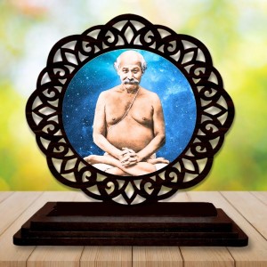 Car Desk/Table Top Lahiri Mahasaya Wooden Showpiece 3x4 Inches, Compact & Stylish Spiritual Display for Car, Home & Office (Pack of 1) (F19723)