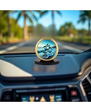 Car Desk/Table Top Om Symbol Metal Golden Photo Stand 2x2 Inches, Compact & Stylish Spiritual Display for Car, Home & Office (Pack of 1) (F18679)