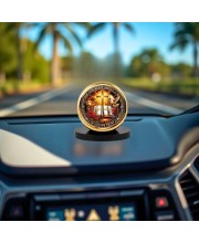 Car Desk/Table Top Jesus Symbol Silva Metal Golden Photo Stand 2x2 Inches, Compact & Stylish Spiritual Display for Car, Home & Office (Pack of 1) (F18515)