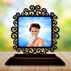 Car Desk/Table Top Sri Sri Sitaramdas Ommkarnath Wooden Showpiece 3x4 Inches, Compact & Stylish Spiritual Display for Car, Home & Office (Pack of 1) (F20039)