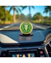 Car Desk/Table Top Lord Ganesha Metal Golden Photo Stand 2x2 Inches, Compact & Stylish Spiritual Display for Car, Home & Office (Pack of 1) (F18914)
