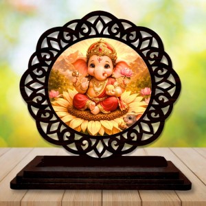 Car Desk/Table Top Lord Ganesha Wooden Showpiece 3x4 Inches, Compact & Stylish Spiritual Display for Car, Home & Office (Pack of 1) (F19686) Car Desk/Table Top Lord Ganesha Wooden Showpiece 3x4 Inches, Compact & Stylish Spiritual Display for Car, Home & Office (Pack of 1) (F19686)
