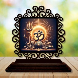 Car Desk/Table Top Omm Symbol Wooden Showpiece 3x4 Inches, Compact & Stylish Spiritual Display for Car, Home & Office (Pack of 1) (F20051) Car Desk/Table Top Omm Symbol Wooden Showpiece 3x4 Inches, Compact & Stylish Spiritual Display for Car, Home & Office (Pack of 1) (F20051)