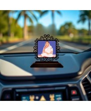 Car Desk/Table Top BarOmma Wooden Showpiece 3x4 Inches, Compact & Stylish Spiritual Display for Car, Home & Office (Pack of 1) (F19924)