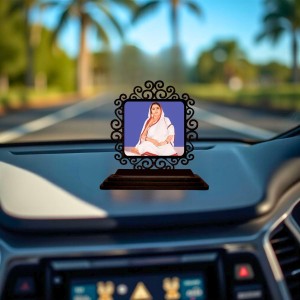 Car Desk/Table Top BarOmma Wooden Showpiece 3x4 Inches, Compact & Stylish Spiritual Display for Car, Home & Office (Pack of 1) (F19924)