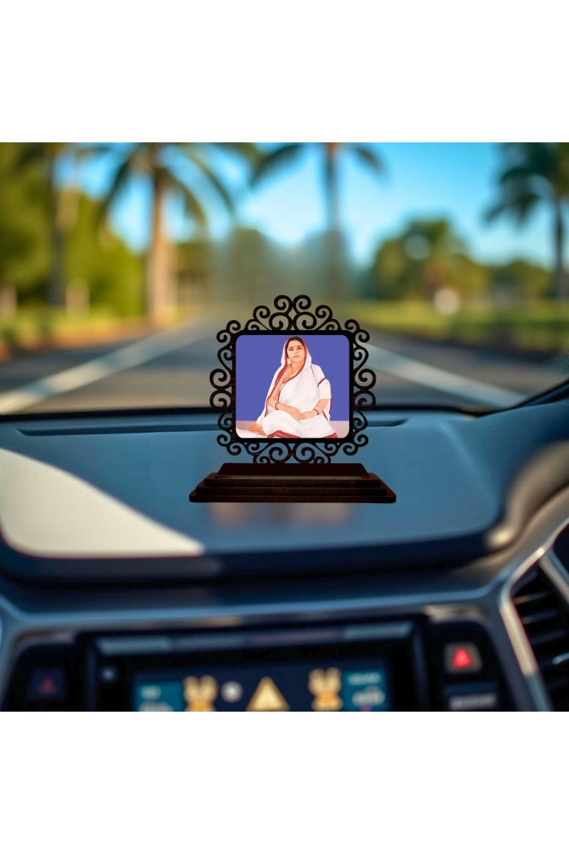 Car Desk/Table Top BarOmma Wooden Showpiece 3x4 Inches, Compact & Stylish Spiritual Display for Car, Home & Office (Pack of 1) (F19924)