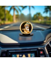 Car Desk/Table Top Little Krishna Metal Golden Photo Stand 2x2 Inches, Compact & Stylish Spiritual Display for Car, Home & Office (Pack of 1) (F18856)