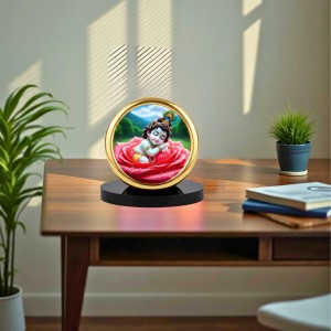 Car Desk/Table Top Little Krishna Metal Golden Photo Stand 2x2 Inches, Compact & Stylish Spiritual Display for Car, Home & Office (Pack of 1) (F18640) Car Desk/Table Top Little Krishna Metal Golden Photo Stand 2x2 Inches, Compact & Stylish Spiritual Display for Car, Home & Office (Pack of 1) (F18640)