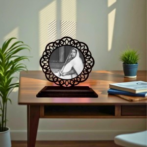 Car Desk/Table Top Shamsunnahar Mahmud Wooden Showpiece 3x4 Inches, Compact & Stylish Spiritual Display for Car, Home & Office (Pack of 1) (F19553)
