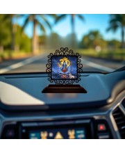 Car Desk/Table Top Lord Shiva Wooden Showpiece 3x4 Inches, Compact & Stylish Spiritual Display for Car, Home & Office (Pack of 1) (F19972)