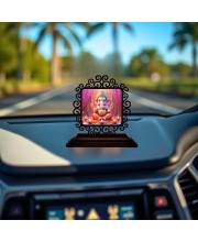 Car Desk/Table Top Lord Ganesha Wooden Showpiece 3x4 Inches, Compact & Stylish Spiritual Display for Car, Home & Office (Pack of 1) (F19973)