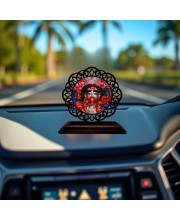 Car Desk/Table Top Tara Maa Wooden Showpiece 3x4 Inches, Compact & Stylish Spiritual Display for Car, Home & Office (Pack of 1) (F19647)