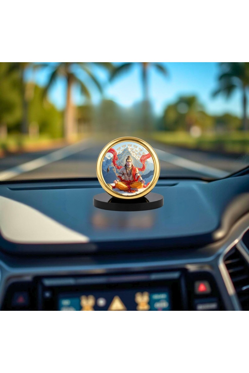 Car Desk/Table Top Lord Hanuman Metal Golden Photo Stand 2x2 Inches, Compact & Stylish Spiritual Display for Car, Home & Office (Pack of 1) (F18650)