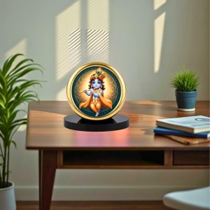 Car Desk/Table Top Lord Krishna Metal Golden Photo Stand 2x2 Inches, Compact & Stylish Spiritual Display for Car, Home & Office (Pack of 1) (F18903) Car Desk/Table Top Lord Krishna Metal Golden Photo Stand 2x2 Inches, Compact & Stylish Spiritual Display for Car, Home & Office (Pack of 1) (F18903)