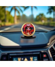 Car Desk/Table Top Tara Maa Metal Golden Photo Stand 2x2 Inches, Compact & Stylish Spiritual Display for Car, Home & Office (Pack of 1) (F18484)