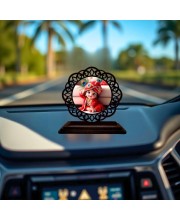 Car Desk/Table Top Lord Krishna Wooden Showpiece 3x4 Inches, Compact & Stylish Spiritual Display for Car, Home & Office (Pack of 1) (F19762)
